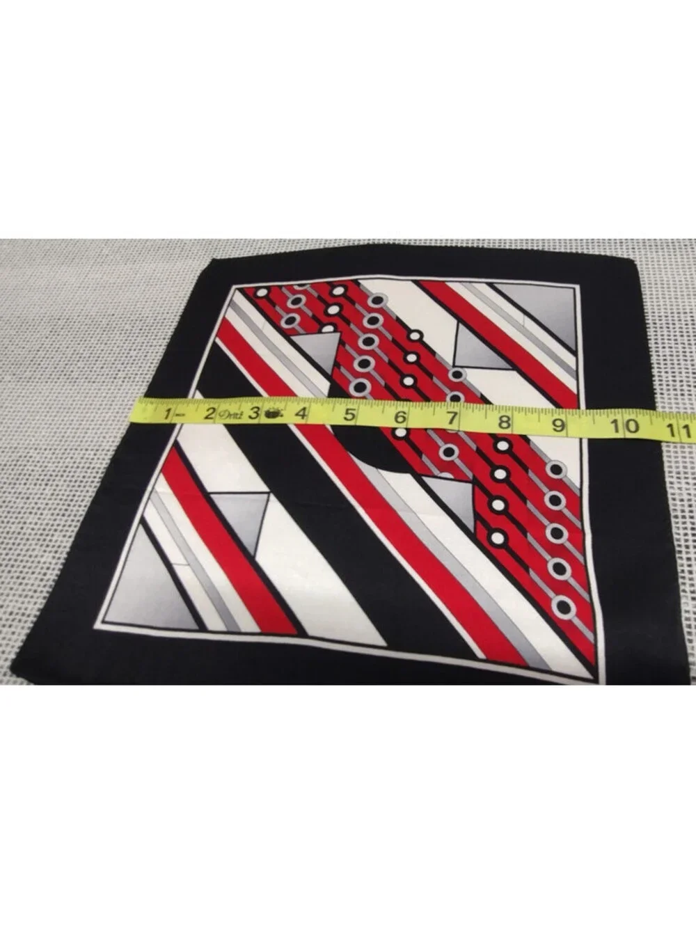 Vintage Silk Hankie Black White Red Handkerchief 70s 80s Does 1920s 30s Art Deco